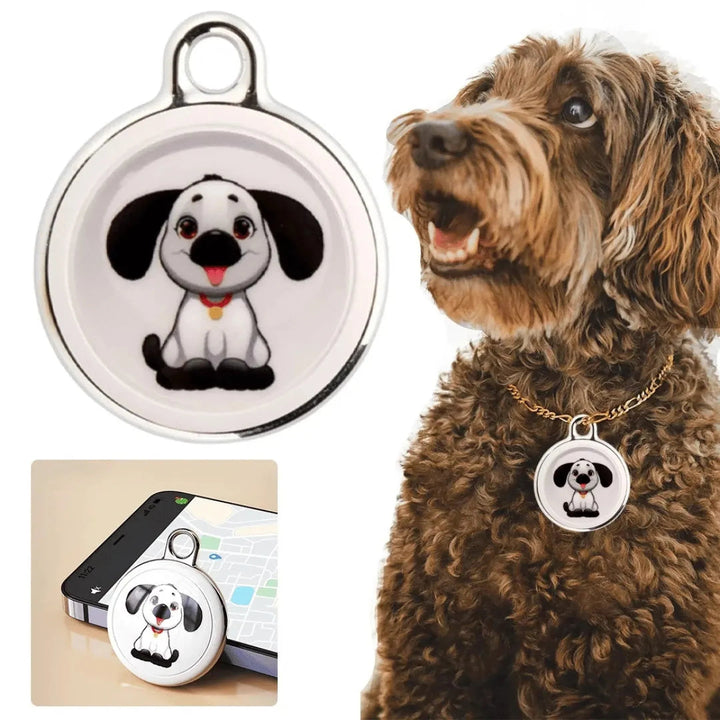 Black waterproof GPS pet tracker securely attached to a pet collar, ensuring real-time location