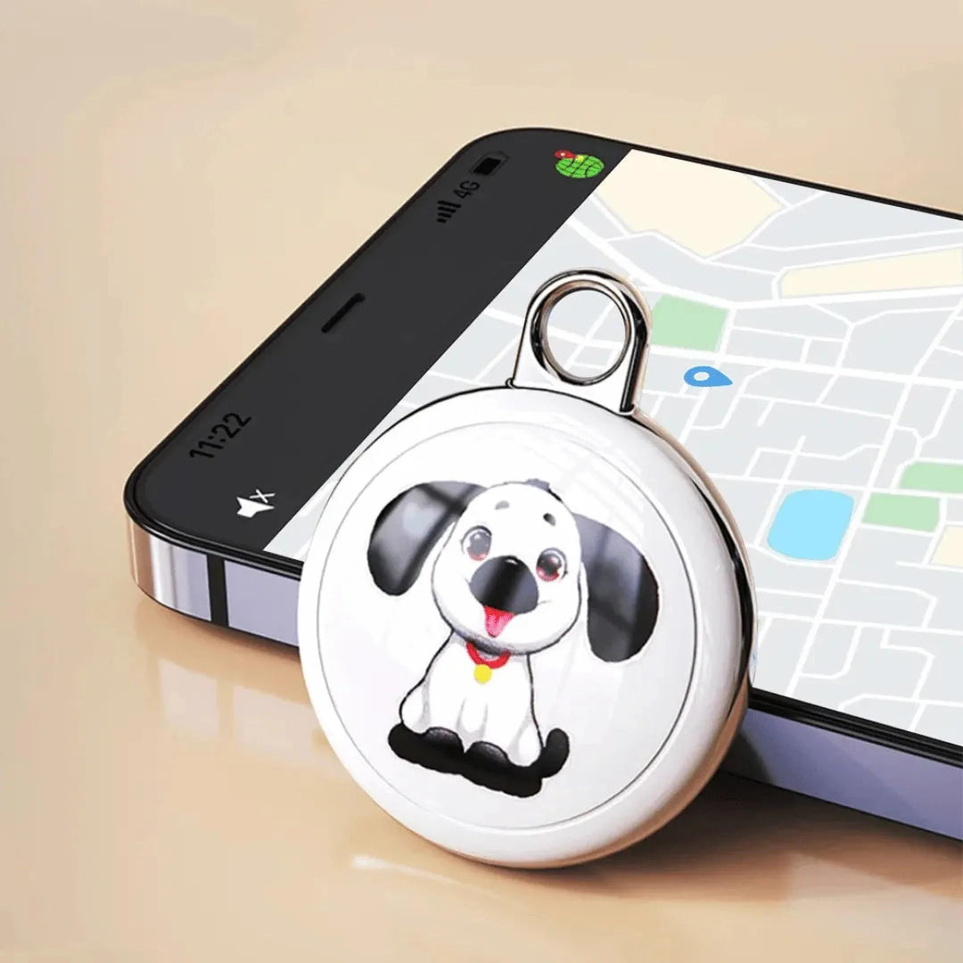 Pet wearing a waterproof GPS tracking collar, showing discreet design for dog and cat safety