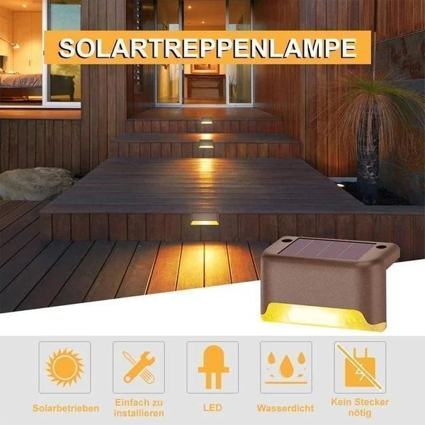 Solar powered LED deck light kit, showcasing easy installation for DIY outdoor lighting projects