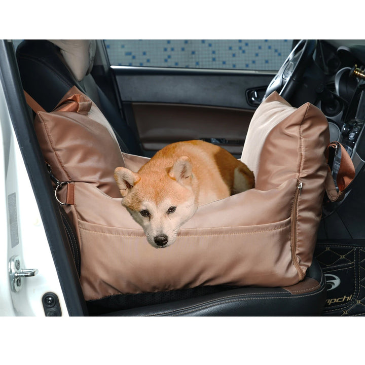 Comfortable pet travel car bed with high sides, grey, waterproof, for small to medium pets
