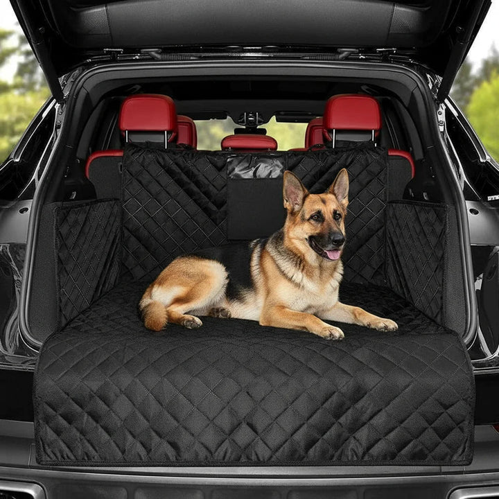 Unisex black waterproof dog mat for SUV cargo area, durable scratch-resistant pet travel liner
