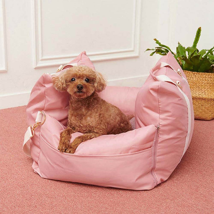 Waterproof dog car booster seat, black, with attachment clips