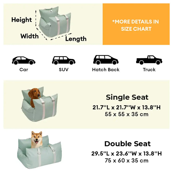 Car seat for dogs, waterproof, preventing spills and pet hair