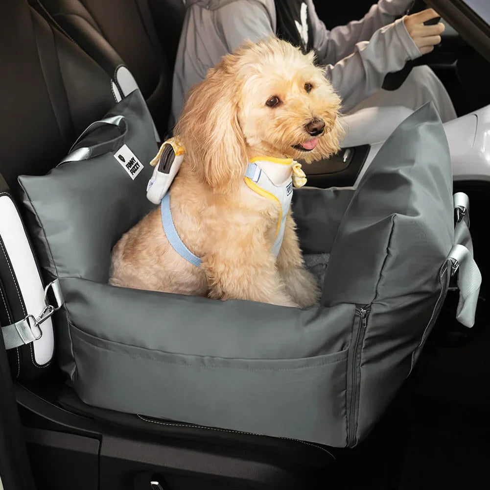 Dog car seat, waterproof, with soft base for joint support