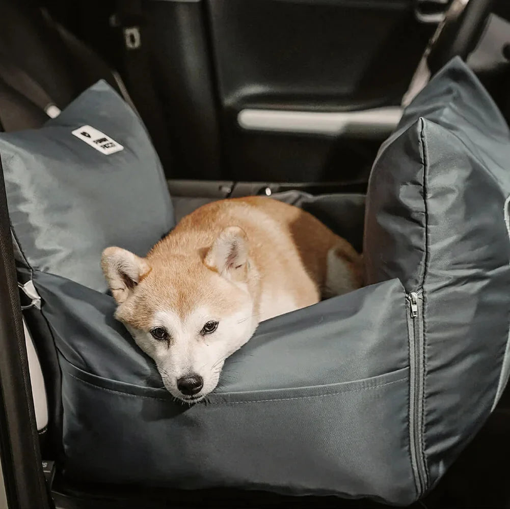 Waterproof pet travel bed ensuring dog safety during car rides