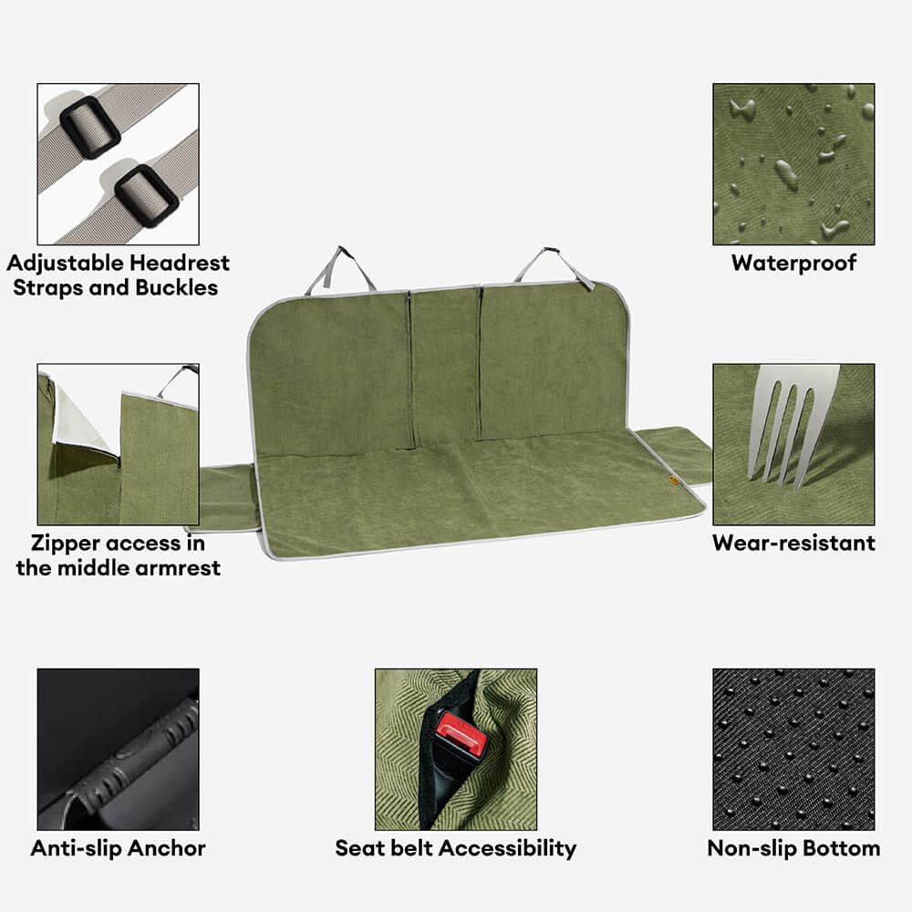Black waterproof pet car seat cover, pet friendly vehicle interior solution