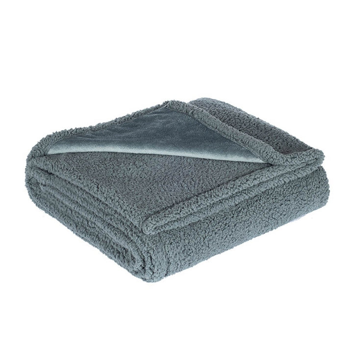 Close-up of waterproof sherpa fleece pet blanket texture, super soft for pets