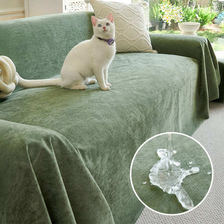 Waterproof pet-friendly couch throw cover, scratch-resistant polyester sofa protector for furniture