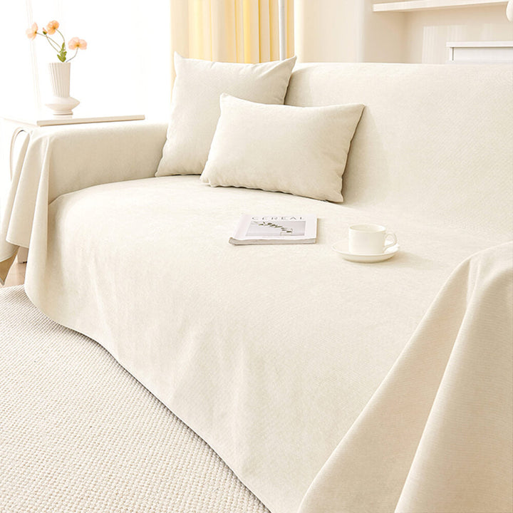 Folded waterproof scratch-resistant couch throw cover, ready to protect furniture, easy clean design