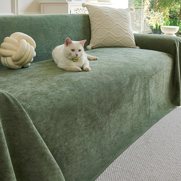 Non-linting polyester waterproof couch throw cover, pet-friendly and scratch-resistant, closeup