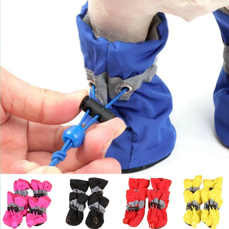 Unisex waterproof dog boots for all-weather use, designed for paw protection and comfort.