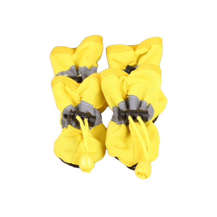 Set of four waterproof pet shoes, ideal for cats and small dogs, ensuring paw safety and comfort.