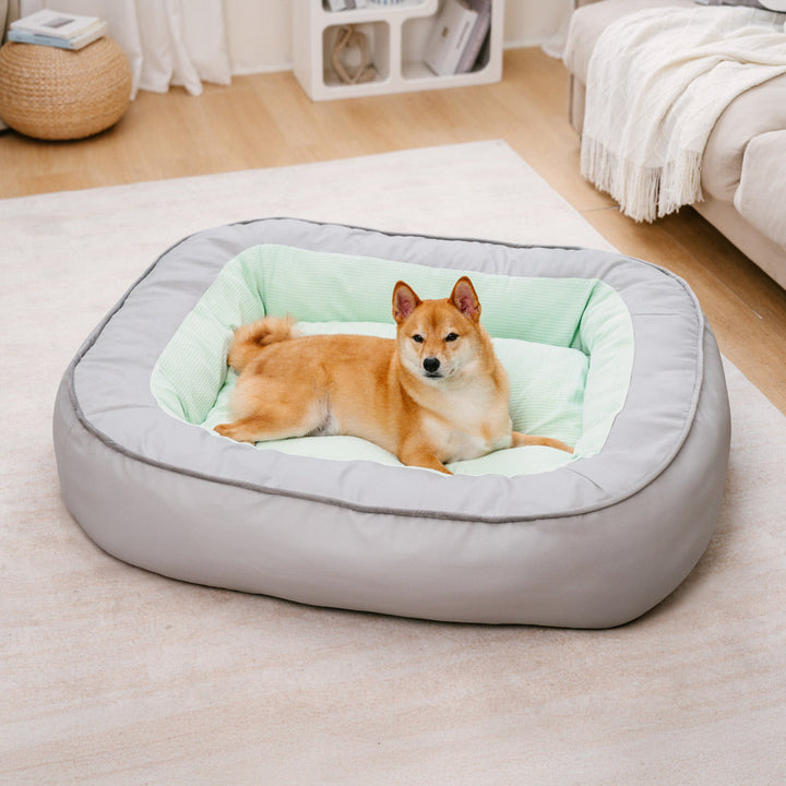 Orthopedic dog bed with scratch-resistant PU leather, easy to clean pet supplies.