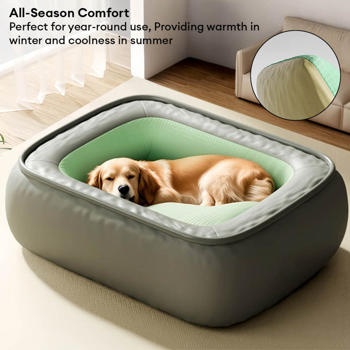 Small dog bed in waterproof PU leather, providing full support and comfort for pets.