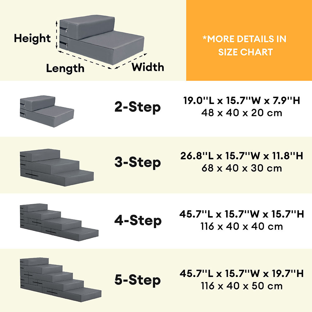 Easy clean pet stairs, multi-level, waterproof PU leather, ideal for pets with joint issues.