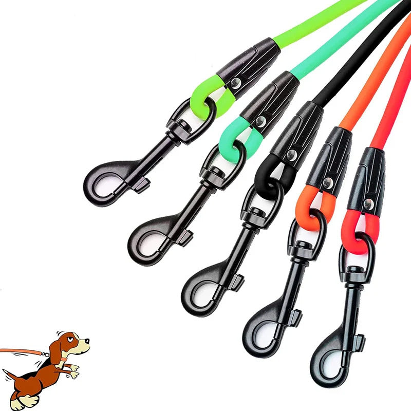 Stylish purple waterproof PVC dog leash, odor-resistant pet gear for comfortable all-weather dog walking.