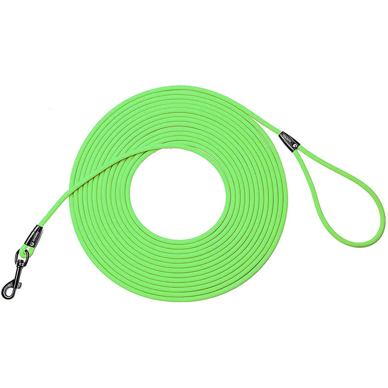 Yellow waterproof PVC dogleash, strong and easy to clean, a must-have pet accessory for active dogs.