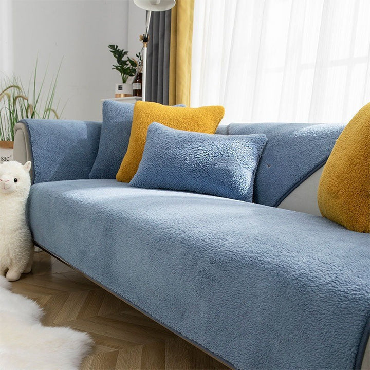 Waterproof thick fleece non-slip sofa cover protects living room furniture from pets, spills. New4 homedecor.
