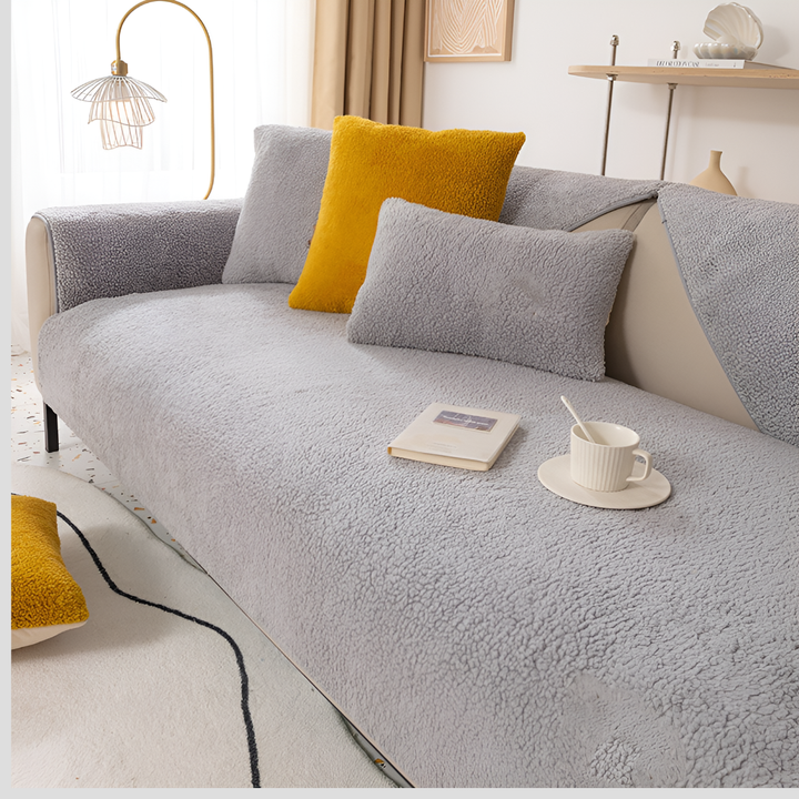 Pet-friendly waterproof fleece sofa cover with non-slip backing, a New4 addition for home decor.