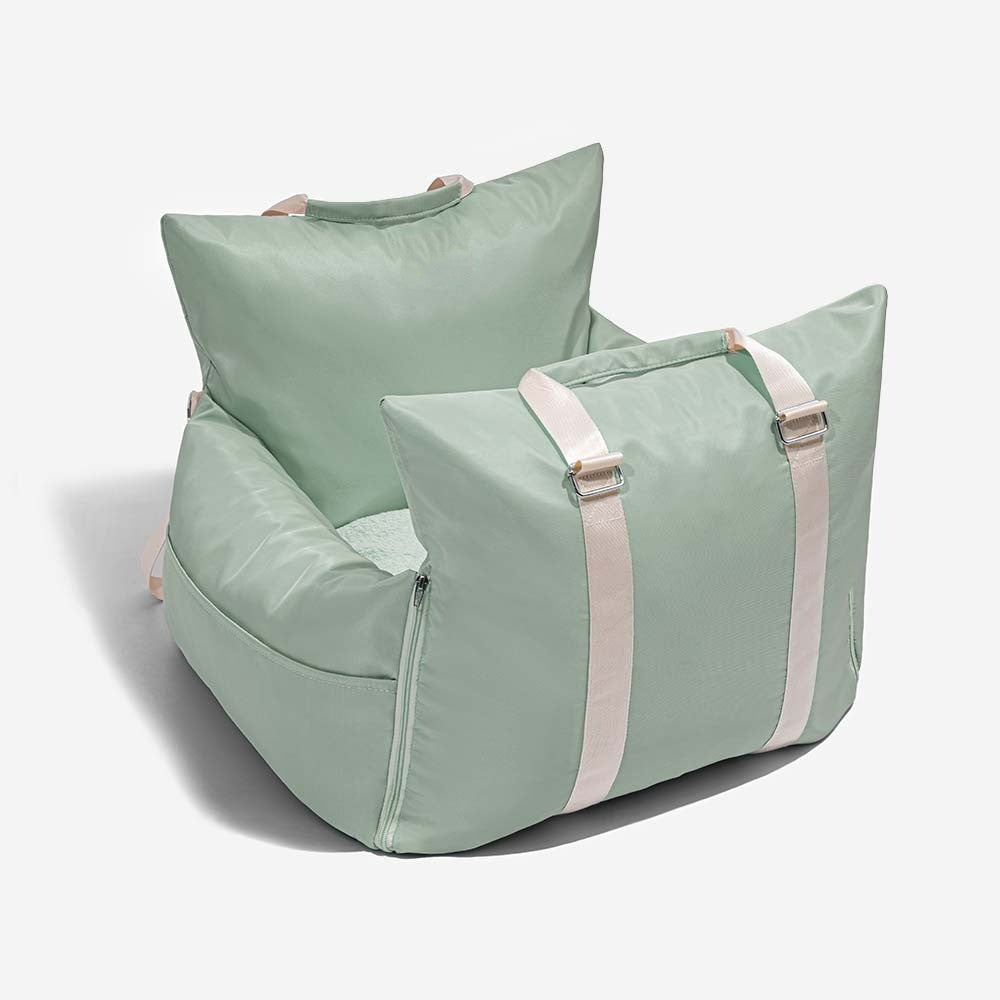Waterproof dog car seat bed for pet travel, with non-slip bottom and sturdy sides for safety.