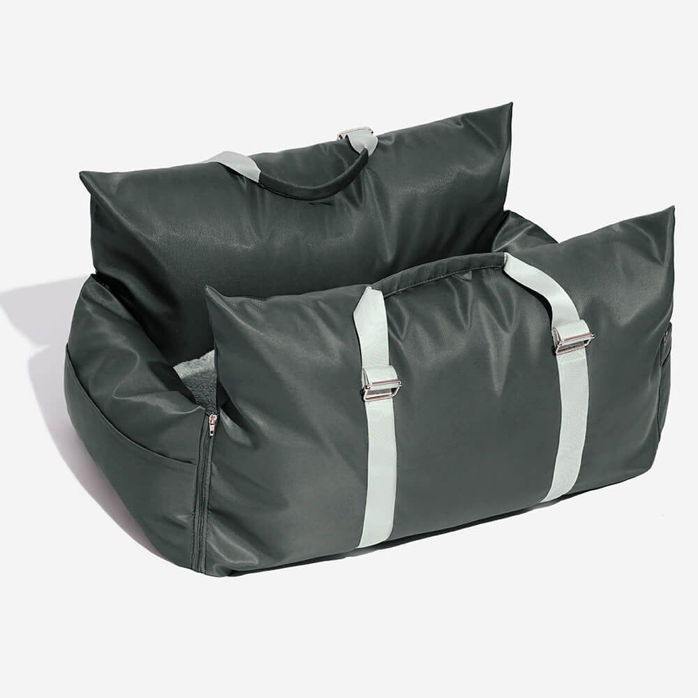 Luxurious waterproof travel dog bed for car, offers secure and comfortable ride for pets.