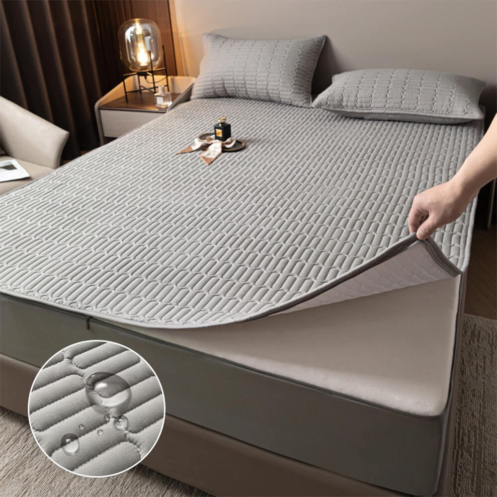 Waterproof zippered mattress protector with soy fiber for allergy relief and pet-friendly bedding