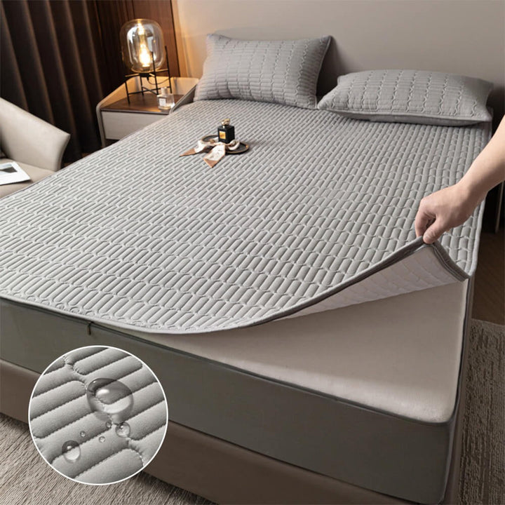 Waterproof zippered mattress protector with soy fiber for allergy relief and pet-friendly bedding