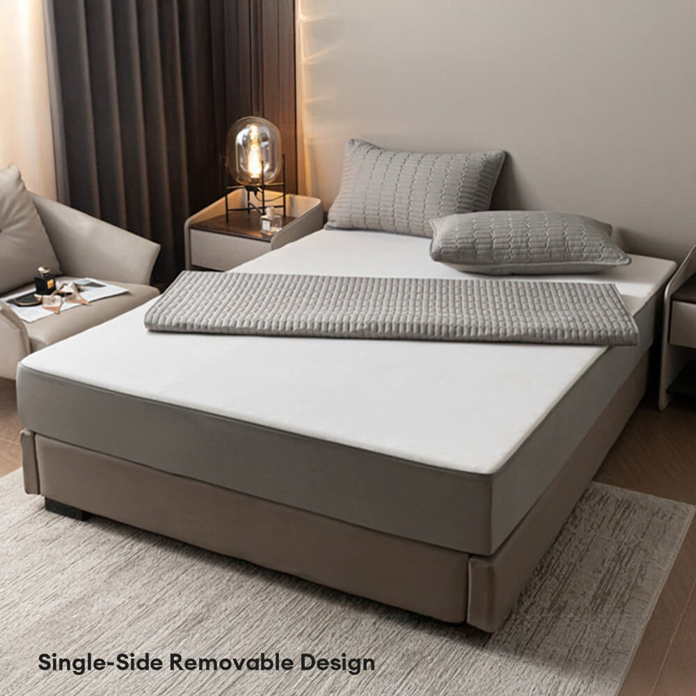 Full view of new waterproof zippered mattress protector, home textile for bedding