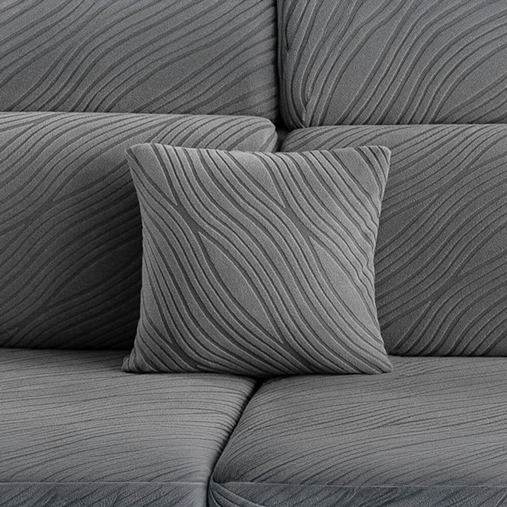 Modern gray wave jacquard sofa cover, anti-slip and easy to clean furniture protector