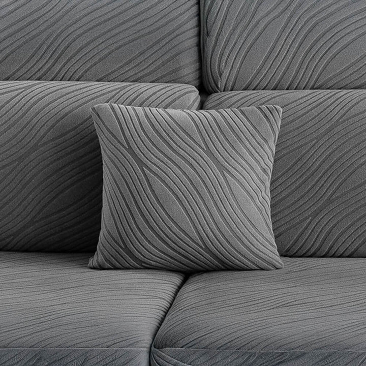 Modern gray wave jacquard sofa cover, anti-slip and easy to clean furniture protector