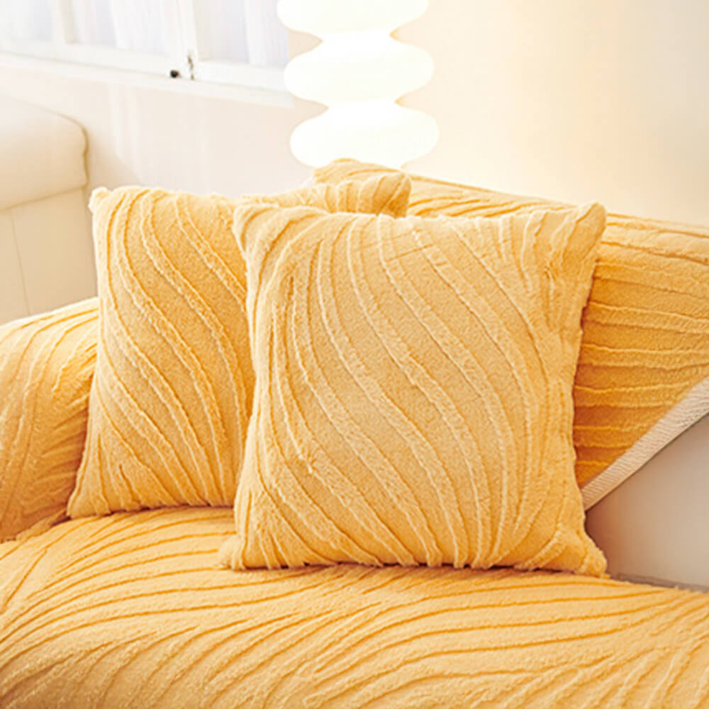 Wave textured plush non-slip couch cover designed for easy maintenance, machine washable.