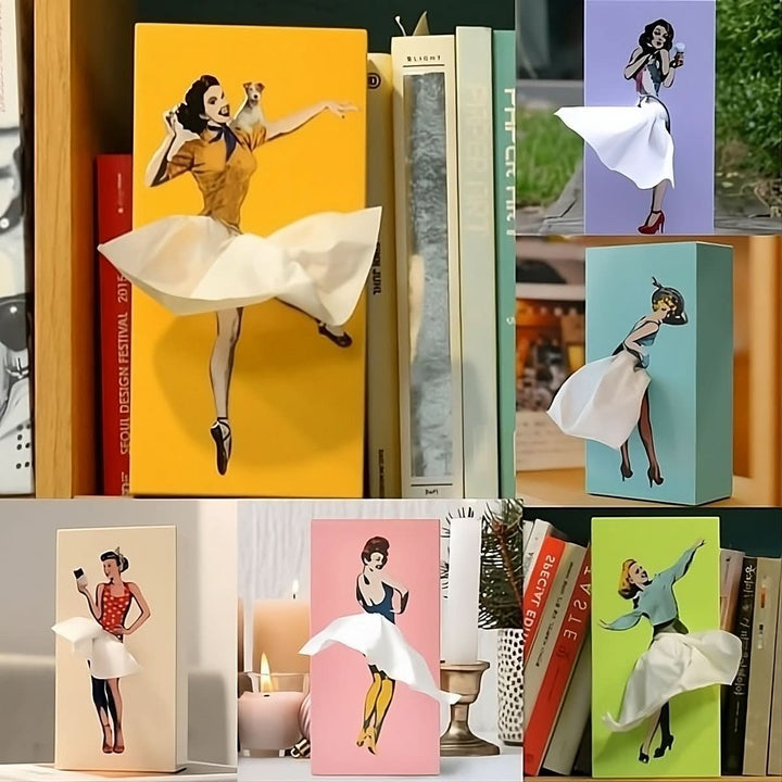 Decorative tissue box organizer, perfect for whimsical home decor in offices or any room.