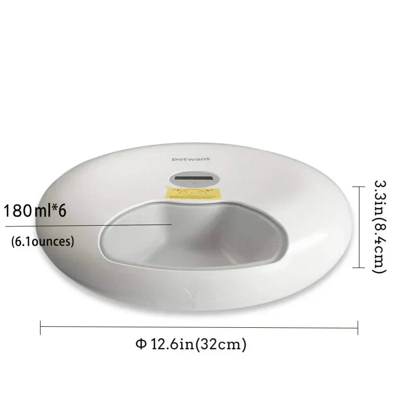 Hygienic pet food dispenser, automatic, white design, digital controls