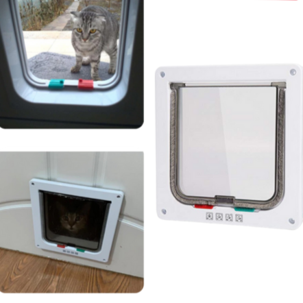 Durable cat flap designed for felines, featuring a 4-way lock and door mounted design