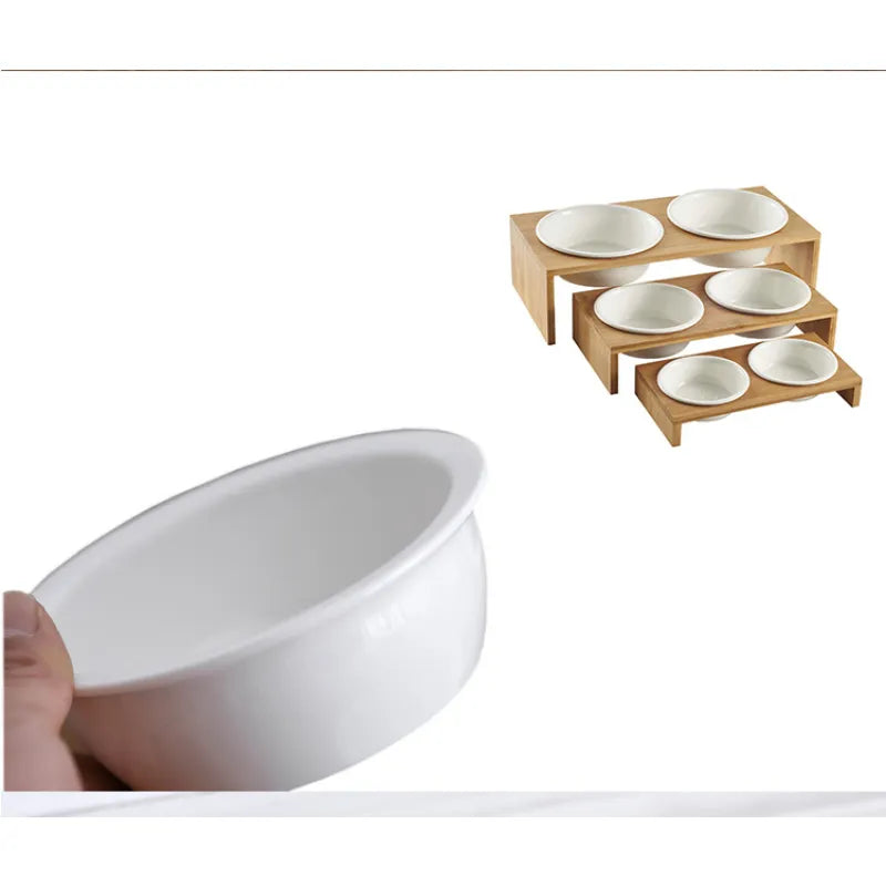 Unisex classic white ceramic pet feeding bowl, perfect for cat or dog food and water.