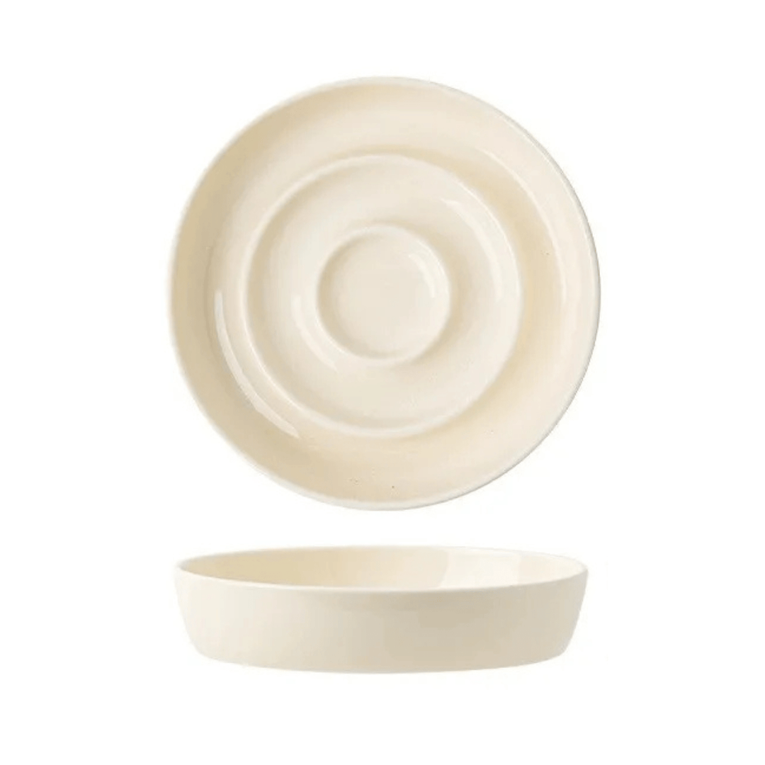 Ceramic anti-gobble pet bowl, slows down eating for better digestion in cats and dogs
