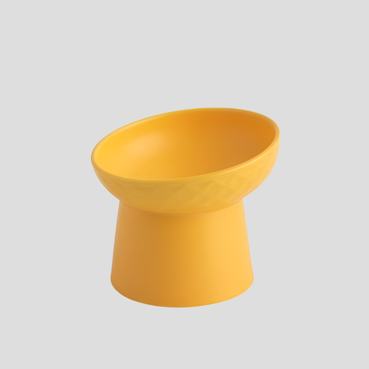 Two ceramic tilted cat bowls, minimalist Nordic style, perfect for multi-cat households