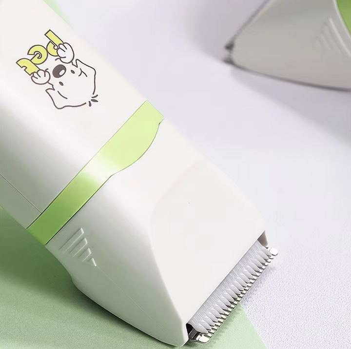 White electric pet clippers set with accessories, perfect for comprehensive dog and cat grooming.