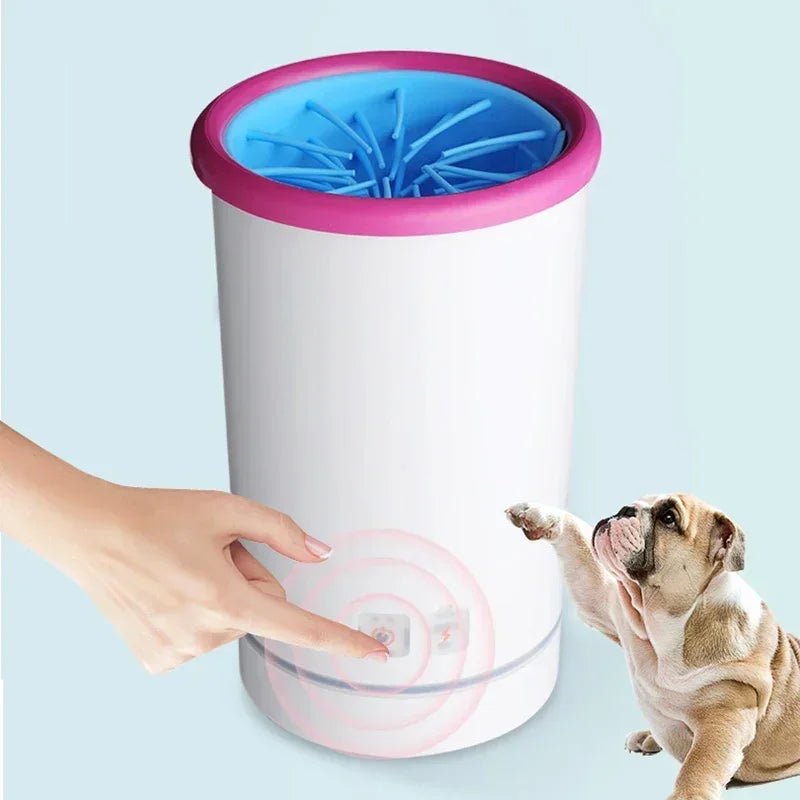 Rechargeable portable electric paw washer with silicone bristles, excellent for easy dog paw cleaning.