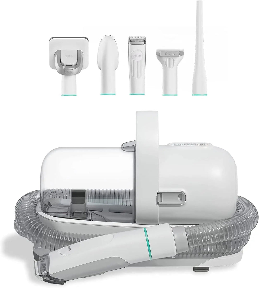 Unisex pet grooming vacuum kit featuring a cordless trimmer and shedding tool for effective pet care.