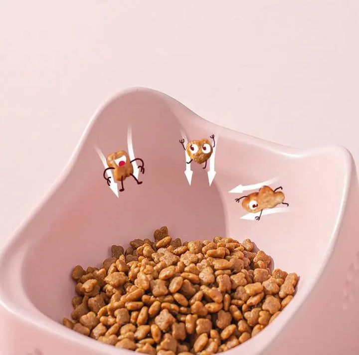 Raised black cat bowl with non-slip base, promoting healthy eating for pets, modern design