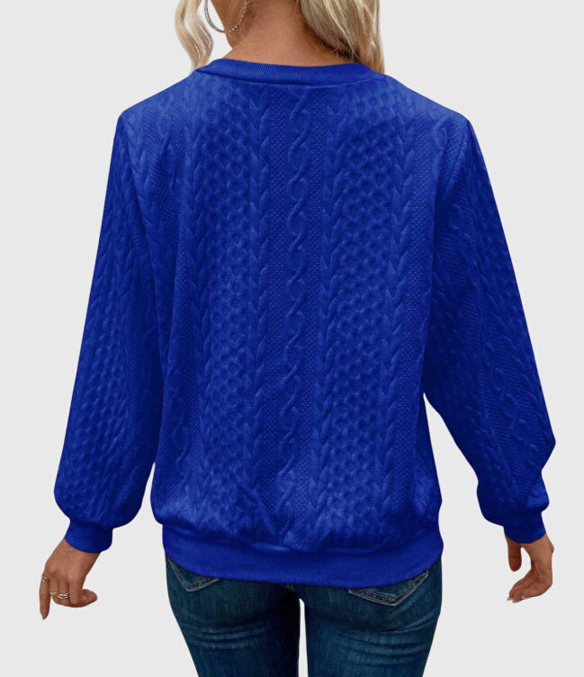 Black women's Harlow cable knit quarter-zip pullover. Classic winter style, elegant & cozy.