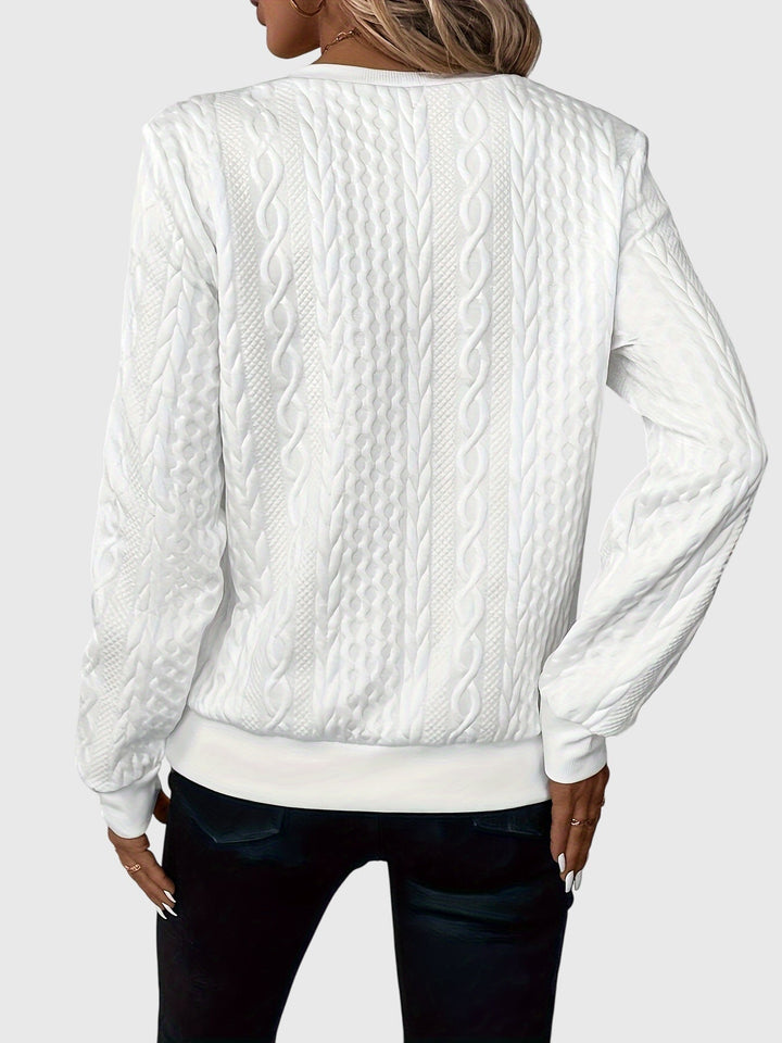 Black women's Harlow Cable Knit Quarter-Zip Sweater. Versatile pullover for chic everyday style.
