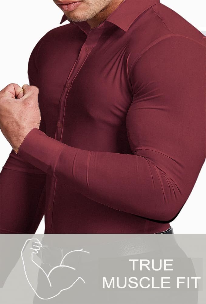 Modern slim fit men's wrinkle-free shirt, versatile fashion.
