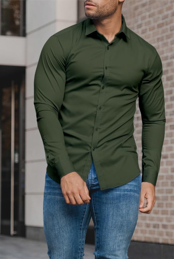Easy care men's slim fit dress shirt, perfect for travel.