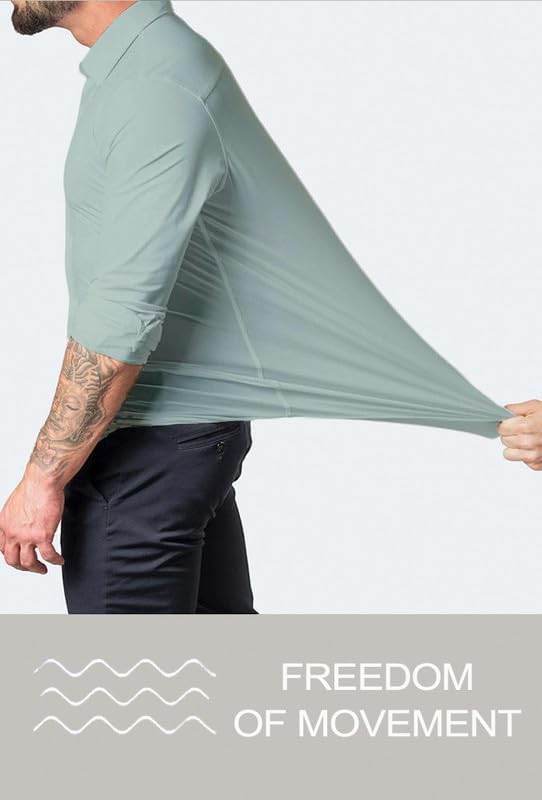 Men's formal slim fit dress shirt, long sleeve, all-day freshness.