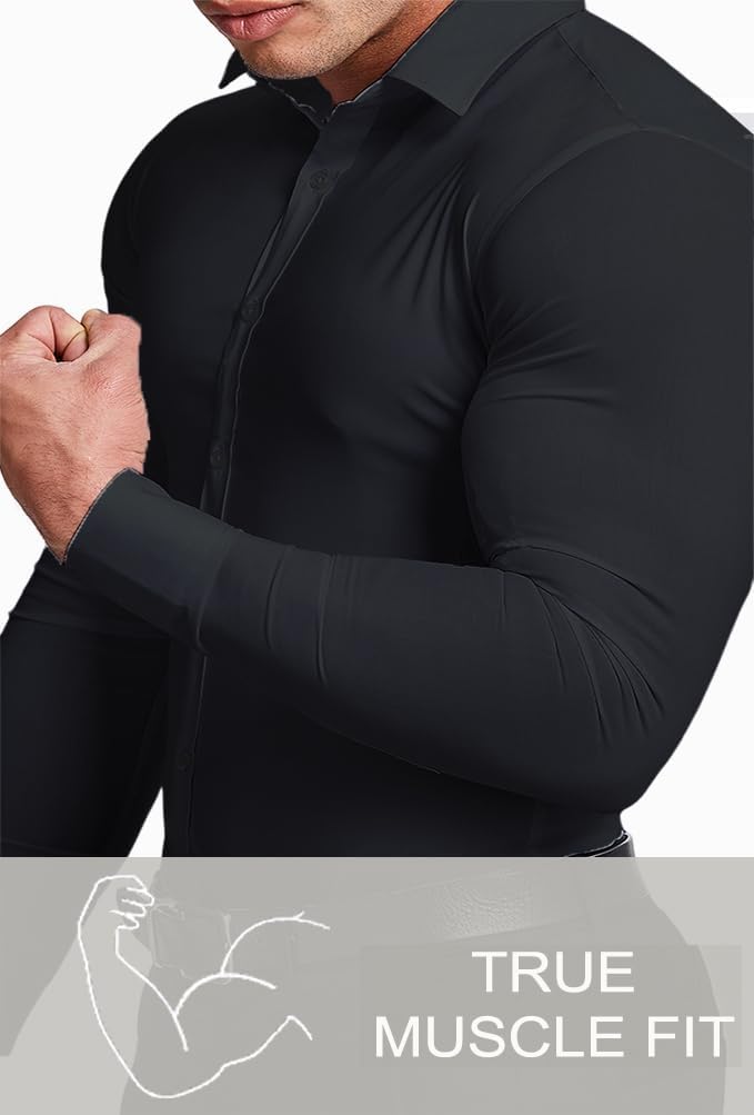 Men's slim fit dress shirt, wrinkle-free for a sharp look.