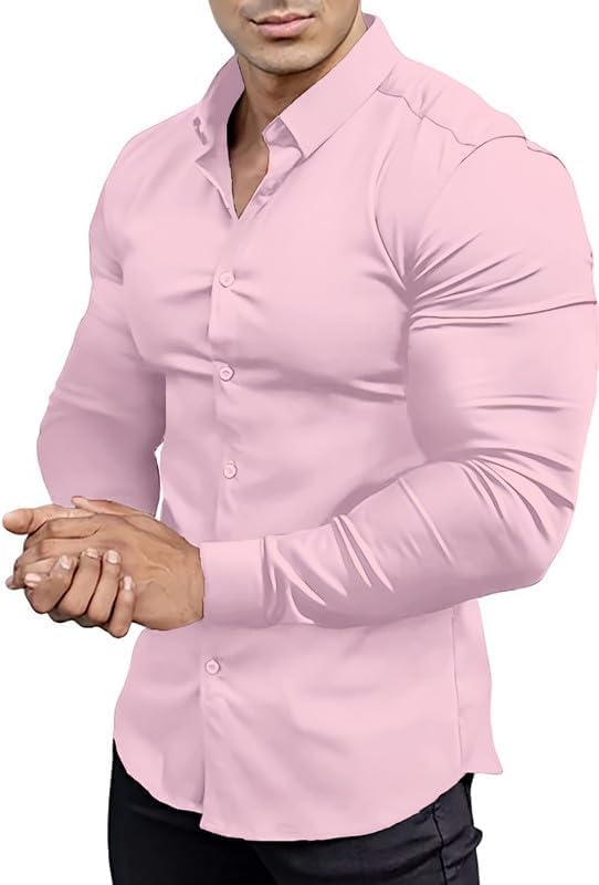 Easy to maintain men's slim fit dress shirt, wrinkle-free.