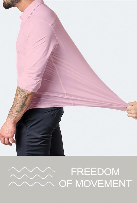 Men's slim fit wrinkle-free button-up shirt, classic design.