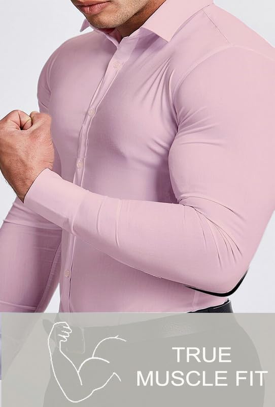 Breathable men's slim fit dress shirt for all-day freshness.